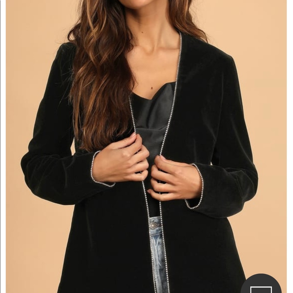 NWT Lulu’s black rhinestone blazer and matching bodysuit size large